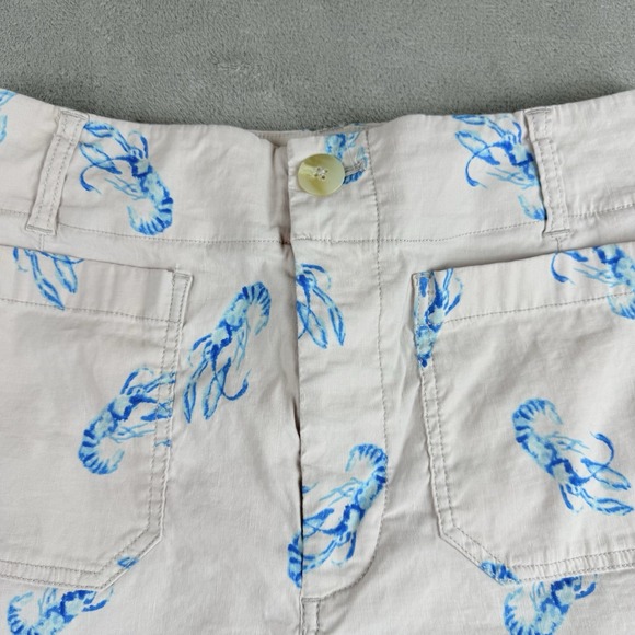 Maeve Anthropologie Pants Womens 29 Beige Collete Blue Lobster Cropped Wide Leg - Picture 8 of 16